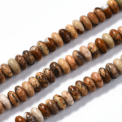 Chapelets de perles en jaspe avec images naturelles, rondelle, 4~5x2mm, Trou: 0.8mm, Environ 165~170 pcs/chapelet, 14.96~15.35 pouce (38~39 cm)