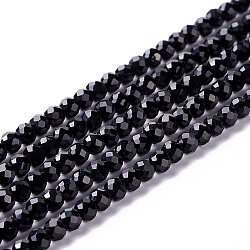Transparent Glass Beads Strands, Faceted, Round, Black, 3mm, Hole: 0.8mm, about 127~139pcs/strand, 14.09~14.53 inch(35.8~36.9cm)