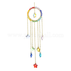 Décorations pendantes en verre enveloppées de fil de cuivre rond et étoilé, ornements suspendus en laiton, colorées, 230mm