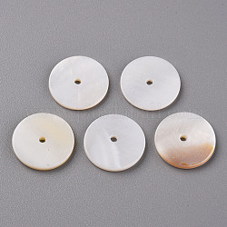 Natural Freshwater Shell Beads, Heishi Beads, Flat Round, Seashell Color, 18.5x18.5x2mm, Hole: 1.8mm