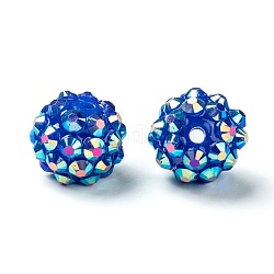 Perline in resina strass chunky, perle tonde in resina, blu royal, 12mm, Foro: 1.5~2 mm