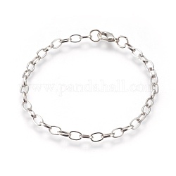 Fabrication de bracelet avec chaîne de câble en fer, avec fermoir pince de homard, platine, 205mm, fermoir: 12x7x3 mm, lien: 7x4.5x1 mm