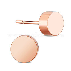 Серьги-гвоздики shegrace из титановой стали, плоско-круглые, розовое золото , 5 мм