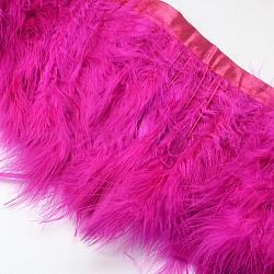 Pluma de la manera accesorios de cadena paño de disfraces, de color rosa oscuro, 120~190x28~56mm, aproximamente 2 m / bolsa