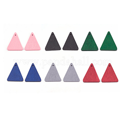 Ciondoli in legno di pera, tinto, triangolo, colore misto, 32x26x3mm, Foro: 1.6 mm