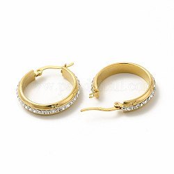 Orecchini a cerchio con strass di cristallo, 304 gioiello in acciaio inossidabile per donna, oro, 25x28x3mm, ago :0.6x1mm