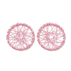 Pendentifs en alliage peint par pulvérisation, charme de roue de vélo, rose, 30x2.5mm