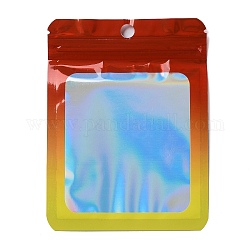 Sacs rectangulaires à fermeture éclair en PVC laser, sacs d'emballage refermables, sac auto-scellant, rouge, 12x9x0.15 cm, épaisseur unilatérale : 2.5 mil (0.065 mm)