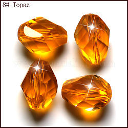 Perles d'imitation cristal autrichien, grade AAA, facette, Toupie, orange, 6x8mm, Trou: 0.7~0.9mm