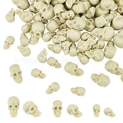 Arricraft DIY Halloween-Totenkopf-Vasenfüller für Schwimmkerzen in der Mitte, inklusive Plastikfigur und halbgebohrten Perlen, blass Goldrute, 140 Stück / Karton