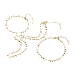 Ensembles de bijoux collier et bracelet et cheville, avec des chaînes de perles faites à la main en tourmaline naturelle et une rallonge de chaîne en laiton, or, 190mm