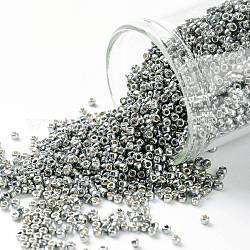 Toho perline rotonde, perline giapponesi, (pf565) permafinish grigio argento metallizzato, 15/0, 1.5mm, Foro: 0.7 mm, su 3000pcs / bottiglia, 10 g / bottiglia