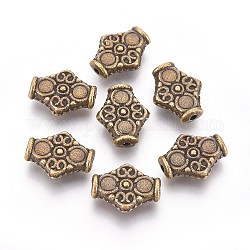 Tibetischer stil legierung perlen, Rhombus, Cadmiumfrei und Nickel frei und Bleifrei, Antik Bronze, 15x12.5x4.5 mm, Bohrung: 1.5 mm