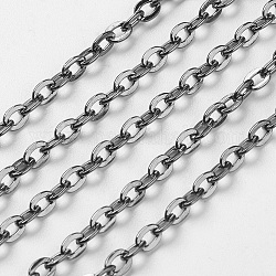 Iron Cable Chains, Unwelded, with Spool, Flat Oval, Cadmium Free & Lead Free, Gunmetal, 4.1x3x0.5mm, about 328.08 Feet(100m)/roll