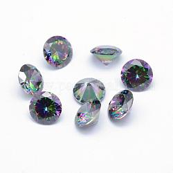 Cubic Zirconia Pointed Back Cabochons, Grade A, Faceted, Diamond, Colorful, 6x4mm