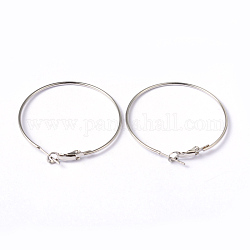 Brass Earring Findings Hoops, DIY Material for Basketball Wives Hoop Earrings, Nickel Free, Platinum Color, about 40mm in diameter, 1.2mm thick