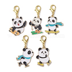 Emaille-Anhängerdekorationen aus Panda-Legierung, mit Zink-Legierung Karabinerverschlüsse, Mischfarbe, 47~48 mm