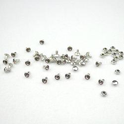 Brass Rhinestone Rivets, Caps and Studs, for Leather Craft DIY Making, Platinum, Flat Round, Violet, Stud: 6.5x6mm, Cap: 6x3mm