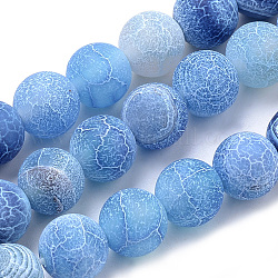 Fili di perline di agata naturale stagionato, smerigliato, tinto, tondo, cielo blu profondo, 6mm, Foro: 1 mm, circa 62pcs/filo, 15.7 pollice