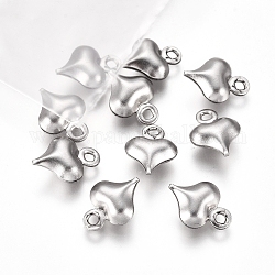 304 Stainless Steel Charms, Heart, Stainless Steel Color, 8.5x6x3mm, Hole: 1mm