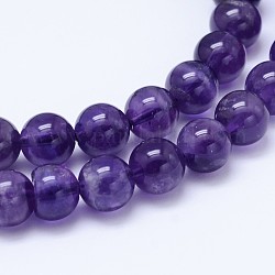Natürlichen Amethyst runde Perle Stränge, Klasse ab, 6 mm, Bohrung: 0.8 mm, ca. 64 Stk. / Strang, 15.5 Zoll