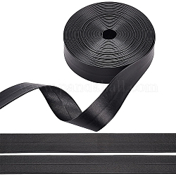 Nastro in similpelle, piatto, accessori d'abbigliamento , nero, 1 pollice (25 mm), 5m/balla