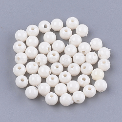 Perle di plastica opache, tondo, bianco crema, 6x5.5mm, Foro: 1.8 mm, circa 4790pcs/500g
