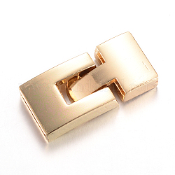 Alloy Snap Lock Clasps, Rectangle, Light Gold, 33x16x5mm, Half Hole: 14x3mm