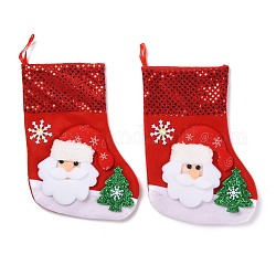 Calza di natale appesa in stoffa, con paillettes, sacchetto regalo di caramelle, per la decorazione dell'albero di Natale, Babbo Natale, rosso, 240x185x25mm