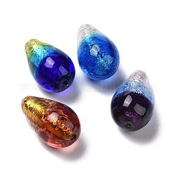 Cabujones de cristal de espalda plana, luminoso, brillan en la oscuridad, lágrima, color mezclado, 20~21x12mm, agujero: 1.2 mm