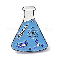 Alloy Enamel Chemical Test Bottle Brooches, with Enamel Pin, Blue, 27.5x22x11mm
