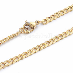 304 collane da uomo in acciaio inossidabile con catena a maglia cubana a taglio diamante, con chiusure moschettone, oro, 16.02 pollici (40.7 cm)