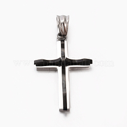 Hombres de la moda bicolor 201 de acero inoxidable colgante de la cruz, gunmetal, 31x20x4.5mm, agujero: 5x6.5 mm