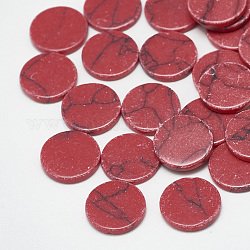Cabuchones de turquesa sintética, teñido, plano y redondo, rojo, 20x2mm