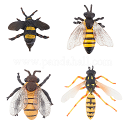 Olycraft 4 pz 4 modelli di insetti in plastica stile, figurine di giocattoli bug, giocattoli per l'apprendimento e l'istruzione, api e vespe, colore misto, 65~79x60~84x20~25mm, 1pc / style