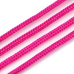 Cuerdas de poliéster & spandex, 16 capa, de color rosa oscuro, 2mm, alrededor de 109.36 yarda (100 m) / paquete