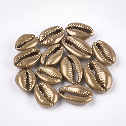 Perle di conchiglia di ciprea naturale verniciate a spruzzo, stile matte, Senza Buco / undrilled, oro, 20~28x14~20x7~8.5mm