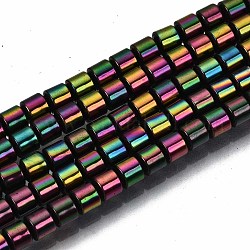 Electroplate Non-magnetic Synthetic Hematite Beads Strands, Column, Black, 3.5x3mm, Hole: 1mm, about 127~128pcs/strand, 15.75 inch~15.94 inch(40cm~40.5cm)