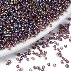 Granos redondos de la semilla de cristal, colores transparentes arco iris, redondo, púrpura, 2mm