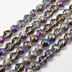 Electroplate Synthetic Quartz Bead Strands, Twist Round, Half Plated, Colorful, 12mm, Hole: 1mm, about 33pcs/strand, 15.7inch