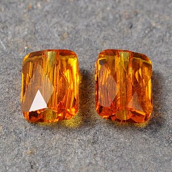 Cristal austriaco cuentas de rhinestone, 5055, pasiones de cristal, facetados, Mini rectángulo, Mandarina, 10x8x4mm, agujero: 1 mm