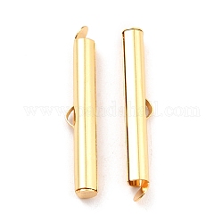 304 Stainless Steel Slide On End Clasp Tubes, Slider End Caps, Real 18K Gold Plated, 30x5.5x4mm, Hole: 3.5x1.5mm, Inner Diameter: 3mm