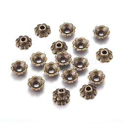 Capsules tibétaines en bronze antique, sans plomb & sans nickel & sans cadmium , 8x3mm, Trou: 2mm