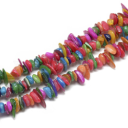 Shell perle d'acqua dolce fili, tinto, pezzo, colorato, 8~28x6~8x1~4.5mm, Foro: 1 mm, circa 340~380pcs/filo, 29.9 pollice