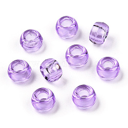 Perles en plastique transparentes, baril, orchidée, 9x6mm, Trou: 3.8mm