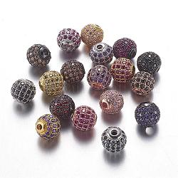 Perline zirconi micro pave  in ottone, tondo, colore misto, 8mm, Foro: 2 mm