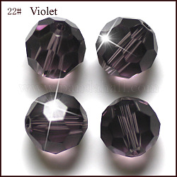 Имитация австрийских кристаллов, класс AAA, граненый (32 грань), круглые, синий фиолетовый, 4 мм, отверстие : 0.7~0.9 мм