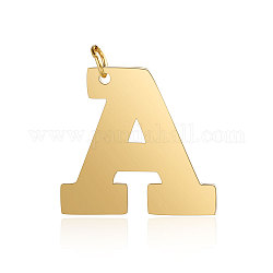 201 Stainless Steel Pendants, Letter, Golden, Letter.A, 29.5x31.5x1.5mm, Hole: 4.5mm