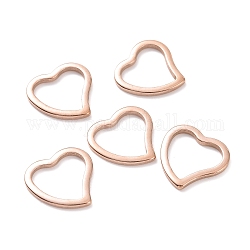 304 anelli di collegamento in acciaio inox, cuore, oro roso, 14.5x15x1.5mm, Foro: 12x10 mm
