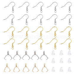 Unicraftale DIY 304 Stainless Steel Earring Making findings Kits, include Ice Pick Pinch Bails & Earring Hooks, Plastic Ear Nuts, Mixed Color, Earring Hooks: about 20~21x21~23x3mm, hole: 2mm, Pin: 0.6~0.8mm, 40pcs/box